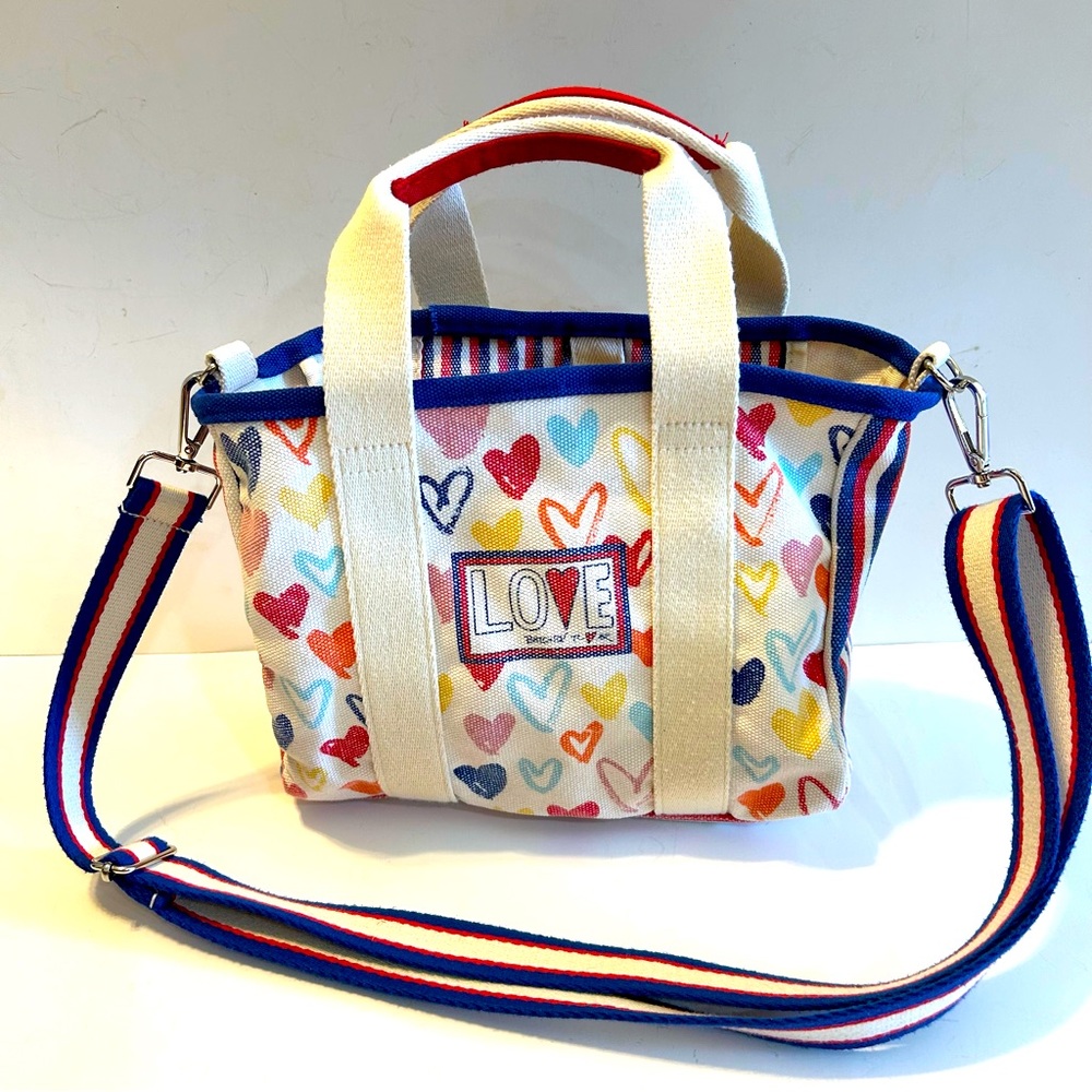 Brighton Red White & You Mini Tote Gently Used in Muted Tones.